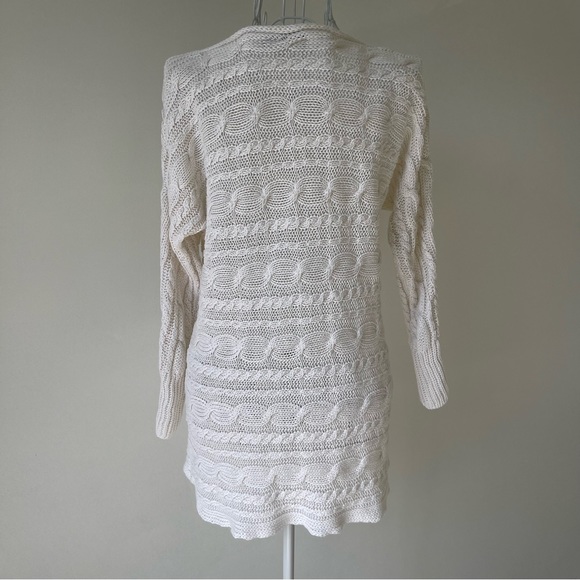 Alice + Olivia horizontal cable knit 100% linen high low sweater scoop neck SZ S - Picture 3 of 9